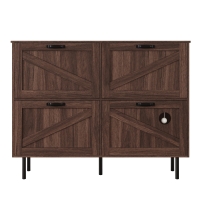 Schuhschrank mit 3 Klappen, mit Ablage für Tierspielzeug, 120x28x92 cm, Braun