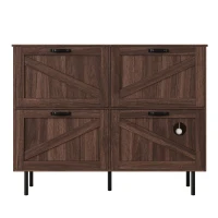 Scarpiera con 3 ante a ribalta, con ripiano per giocattoli per animali, 120x28x92 cm, Marrone(m-2)