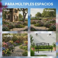 Outsunny Banco Exterior de Jardín Banco de Acero Carga 240 kg para Patio Terraza Balcón 127x60x89 cm Negro(m-6)