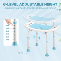 HOMCOM Shower Chair, Adjustable Height Shower Stool with Aluminium Frame and Non-Slip Feet, Bathtub Stool Seat for Elderly Disabled Handicap, Turquoise(m-5)
