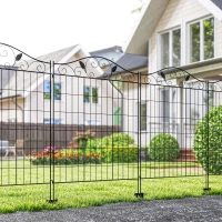 Outsunny Garden Decorative Fence - 4 Panels, 44in x 12ft, Metal Wire Landscape Border Edging(m-2)