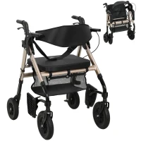 HOMCOM Rollator Walker Wheelchair, with Seat - Black(m-10)