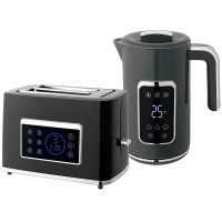 HOMCOM Touch Screen Kettle and Toaster Set - Grey(m-1)