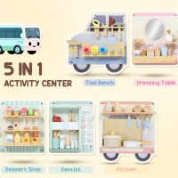 AIYAPLAY Wooden Busy Board, 5 in 1 Activity Wall Panels for Kids 3+ Years, for Daycare, Playroom, Home(m-4)