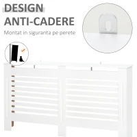 HOMCOM Mască de Calorifer cu Lamele și Raft din Lemn Alb 172x19x81 cm(m-5)