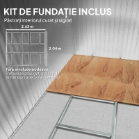 Outsunny Magazie de Grădină 8.3m² din Oțel Zincat, Uși Duble Glisante, 277x322x192 cm, Maro(m-6)