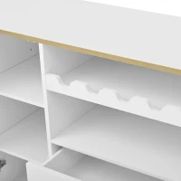 Credenza con ante in vetro, portabottiglie e ampio spazio di stoccaggio, 120x38x90 cm, Bianco(m-9)