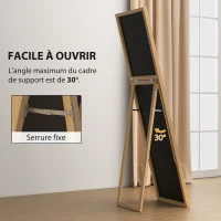 HOMCOM Miroir rectangulaire sur pied miroir de sol pour vestiaire salon salle de bain couloir 40 x 47 x 147 cm naturel(m-5)