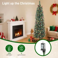 HOMCOM Pom de Crăciun Iluminat cu 200 Lumini LED și 461 Ramuri Ø65x180 cm Verde(m-5)