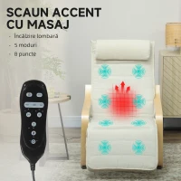 HOMCOM Fotoliu pentru living cu încălzire și suport pentru picioare reglabil Crem Lemn(m-4)