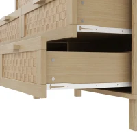 Credenza con sei cassetti in rattan, versatile armadio per la camera da letto con ampio spazio contenitivo, 120x40x75 cm, Colore naturale(m-7)