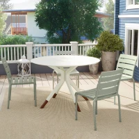 Outsunny Lot de 4 chaises de jardin chaises de bistro empilables avec assise et dossier à lattes dim. 42L x 54l x 78H cm vert(m-10)