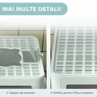 PawHut Litieră de nisip pentru pisici cu Capac, Intrare Dublă, Sertar, Lopățică, Verde(m-7)