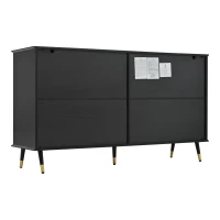 Buffet moderne à motif en chevrons, buffet avec 4 portes, 140x40x80 cm, Noir+Marron(m-13)