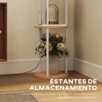 HOMCOM Lámpara de Pie con Estantes con 3 Temperaturas de Color Control Remoto para Salón Dormitorio Oficina Natural(m-6)