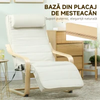 HOMCOM Fotoliu pentru living cu încălzire și suport pentru picioare reglabil Crem Lemn(m-7)