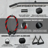 SPORTNOW Aparat Pulley cu Atașament pentru Discuri Greutăți Universale și Accesorii Negru(m-5)