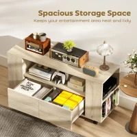 HOMCOM Suport pentru TV de 42" cu Roți Pivotante și Frână, Rafturi Ajustabile și Sertare, 102x34.5x48.5 cm, Lemn(m-5)