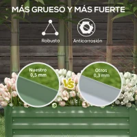 Outsunny Juego de 2 Jardineras Exterior Grandes de Acero Galvanizado Huertos Urbanos para Terraza Jardín 100x50x30 cm Verde(m-6)
