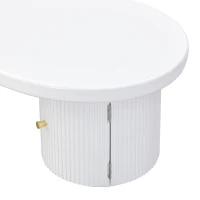 Tavolino da salotto asimmetrico con vano portaoggetti, per soggiorno e uffici, 100x60x37 cm, Bianco(m-7)