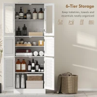 HOMCOM Dulap pentru baie cu 3 compartimente și 2 uși din sticlă și lemn, rafturi reglabile, 60x30x170 cm, alb(m-4)