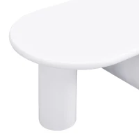 Tavolino da salotto ovale con gambe a U, in MDF e ampio spazio portaoggetti, 98,5x53,5x42 cm, Bianco(m-7)