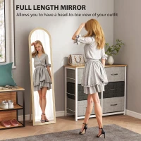 Oglindă HOMCOM de Podea și de Perete cu Suport, efect de Piatră, 40x160cm, Bej.(m-4)