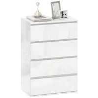 HOMCOM High Gloss Chest of Drawers, 4-Drawer Storage Cabinets, Modern Dresser for Bedroom, White(m-10)