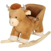 AIYAPLAY Baby Rocking Horse with Safety Belt, Wood Base, Animal Rocker for Children, Brown(m-11)