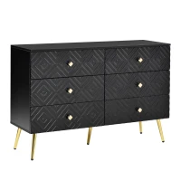 Cassettiera a 6 cassetti, con motivo geometrico e maniglie a forma di diamante, per camera da letto e soggiorno, 120x40x80 cm, Nero(m-9)