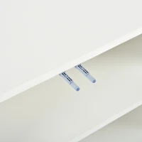 Credenza 4-ante con vetro & metallo, ampio spazio di archiviazione, 150x38x85 cm, Bianco(m-8)