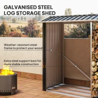 Outsunny Suport de Lemne cu Structură din Oțel Galvanizat 240x86x160cm Negru(m-4)