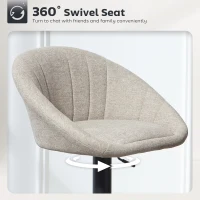 HOMCOM Set 2 Scaune de Bar Rotative din Țesătură cu Înălțime Ajustabilă Bej(m-5)