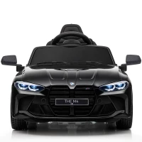 AIYAPLAY Macchina Elettrica per Bambini a Licenza BMW M4 con Telecomando, Clacson e Fari, 108x69.5x51 cm, Nera(m-11)