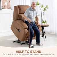 HOMCOM Power Lift Recliner Chair with Massage, Overstuffed Lift Chair for Elderly with Footrest, Remote and Side Pocket, Brown(m-4)