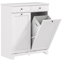 HOMCOM Mobile Bagno con 2 Ceste Portabiancheria Rimovibili, 2 Cassetti e 2 Ante a Ribalta, 78x38x90 cm, Bianco