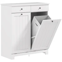 HOMCOM Mobile Bagno con 2 Ceste Portabiancheria Rimovibili, 2 Cassetti e 2 Ante a Ribalta, 78x38x90 cm, Bianco(m-1)