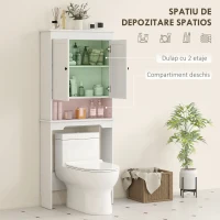 HOMCOM Dulap Peste WC cu 2 Rafturi Închise și Raft Deschis, Alb(m-4)