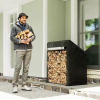 Outsunny Suport de Lemne de Exterior din Oțel cu Acoperire Impermeabilă 100x60x110 cm(m-2)