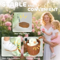 AIYAPLAY 2-In-1 Toddler Trike for 2-5 Years Old, 3 Wheel Bike with Adjustable Parent Handle, Basket for Boys and Girls, Green(m-6)