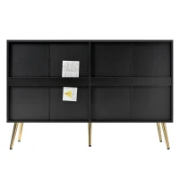 Cassettiera a 6 cassetti, con motivo geometrico e maniglie a forma di diamante, per camera da letto e soggiorno, 120x40x80 cm, Nero(m-12)