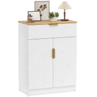 HOMCOM Sideboard Storage Cabinet, Modern Storage Cupboard with Drawer and Adjustable Shelf for Living Room, Kitchen, Dining Room, Entryway, White(m-10)