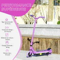 AIYAPLAY Trottinette électrique pour enfants 6-14 ans, vitesse maximale 10 km/h, lumières LED colorées, frein électrique, violet(m-6)