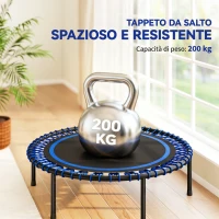 SPORTNOW Trampolino Elastico Fitness a 36 Corde in Acciaio e PP, Ø114x31 cm, Blu(m-5)