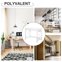 HOMCOM Bureau d'ordinateur, table informatique, style moderne, cadre renforcé en forme X, 105 x 50 x 76 cm, blanc(m-5)