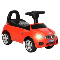 HOMCOM Macchinina per Bambini Cavalcabile con Volante, Fari e Musiche, Età 18-36 Mesi, Rosso(m-11)