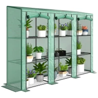 Outsunny 46 x 215cm Nine-Shelf Greenhouse - Green(m-10)