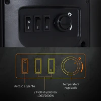 HOMCOM Camino Elettrico da Terra 900W/2000W con Effetto Fiamma, Caminetto Elettrico con Temperatura Regolabile e Protezione da Surriscaldamento, 41x41x64.5cm, Nero(m-5)