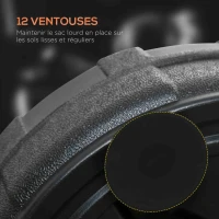 SPORTNOW Punching ball sur pied, sac de frappe sur pied base lesté 12 ventouses 48 x 48 x 147 -165 cm noir(m-6)