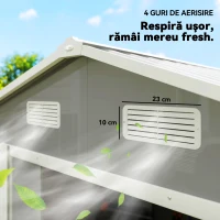 Outsunny Magazie de Gradina, Suport pentru Unelte din Otel cu Usi Glisante si Orificii de Aerisire, 196x236x208 cm, Maro(m-8)